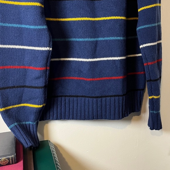 Todd Snyder 100% Wool Blue w Multicolored Horizontal Striped Men's Sweater Sz L - Picture 10 of 12